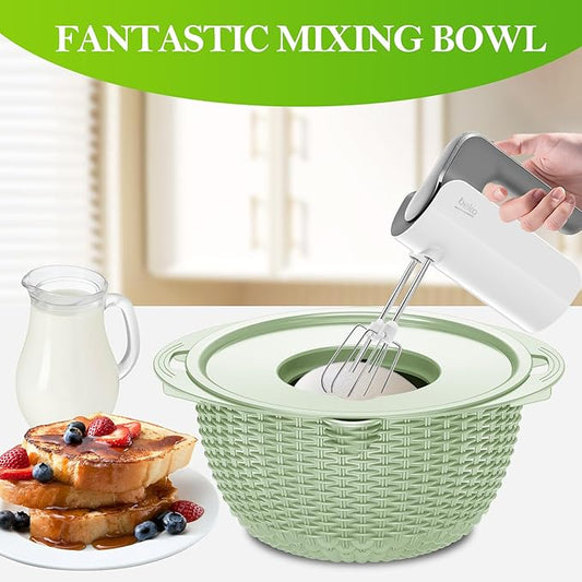 4 in 1 Colander with Bowl Set, Food Strainers and Colanders, Colander for Kitchen, Pasta Strainer, Fruit and Veggie Washer, Fruit Washing Bowl with Strainer, Kitchen Essentials Set, Green