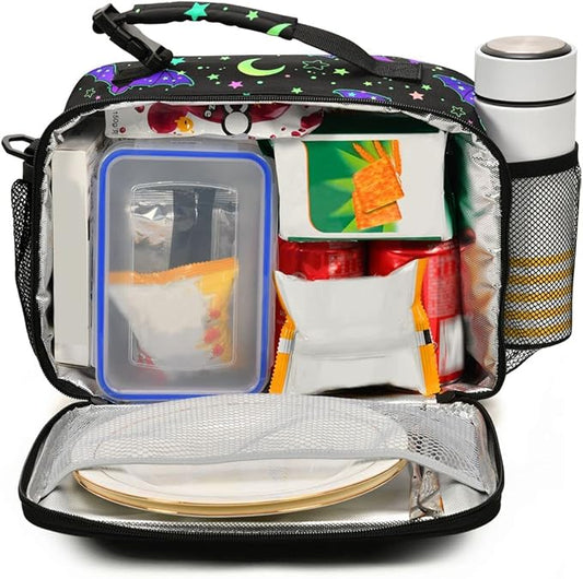 MNSRUU Unisex Insulated Lunch Bag, Bat 13, Fabric, 11"x4.33"x 9.05", Ample Storage Space, Keeps Food Warm, Portable, Lightweight
