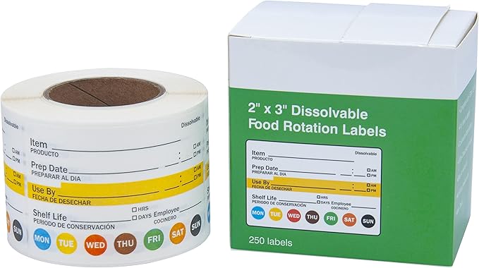 L LIKED Dissolvable Label Shelf Life for Food Rotation Use by Stickers 2 x 3 Inch Roll of 250 Labels