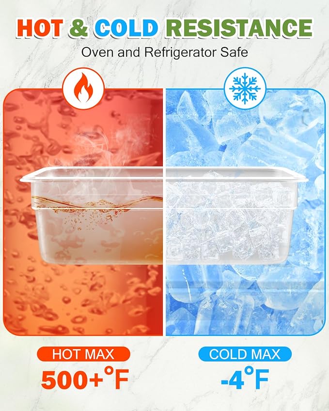1/3 Size&2.5 Inch Translucent NSF Food Pan: 9 PCS[Total Seal] [Hot&Cold Resistant] Food Storage Containers with Lids, Topping Salad Bar Container (BPA-FREE)