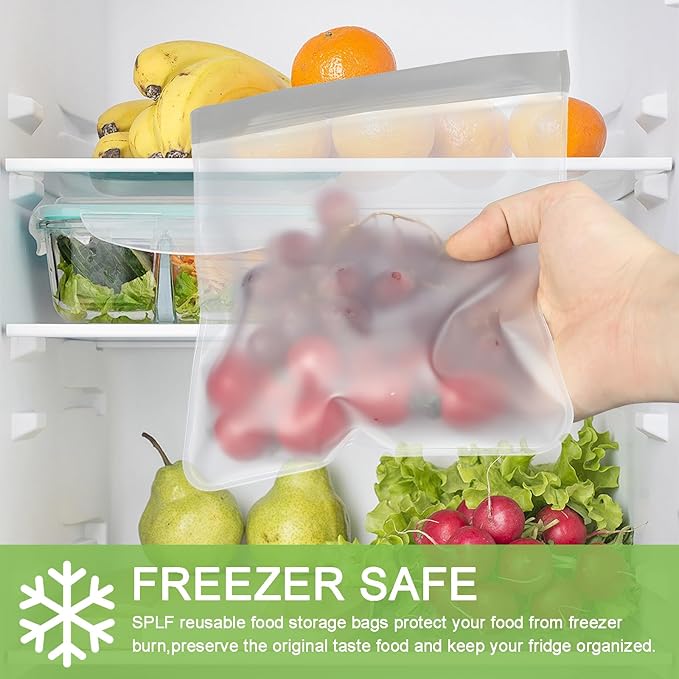 22 Pack Reusable Gallon Freezer Bags - Dishwasher Safe, Leakproof, BPA Free Reusable Storage Bags for Lunch, Marinate Food, Travel - 8 Gallon, 8 Sandwich, 6 Snack Bags