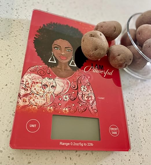 Digital Kitchen Scale for African American Women, in Grams, Ounces, Milliliters & Pounds, LCD Display, for Meal Prep, Cooking and Baking