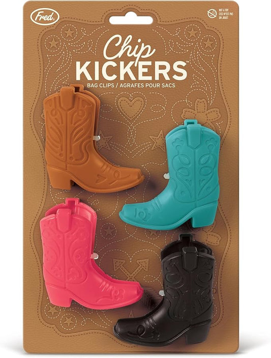 Genuine Fred CHIP KICKERS, Cowboy Boot Bag Clips, Set of 4, Western Themed, Durable Food Storage Clips, Keeps Food Fresh, Fun Kitchen Accessories
