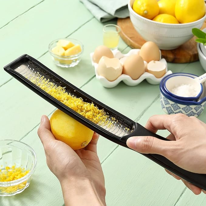 Spring Chef Premium Handheld Zester/Fine Grater, Black & Stainless Steel Measuring Cups and Spoons, Round, Set of 15-2 Product Bundle