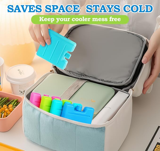 Lemonfilter 8 Pack Reusable Ice Packs for Lunch Boxes, Small Freezer Packs for Coolers Leak-Proof Long Lasting Cool Packs for Camping, Travel, Picnic, Work, Fishing
