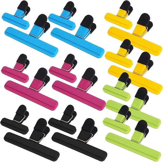 20 Pcs Chip Clips, Food Bag Clips with Strong Spring Closure - Large & Small Plastic Bag Sealing Clips in 5 Colors - Air-Tight Storage Clips with Anti-Slip Grip for Food Storage
