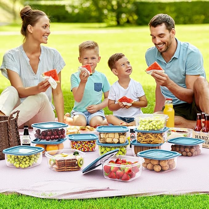 5PCS Rectangle Plastic Portion Box Sets with Lids.Food Storage Box,Container Sets,Food Storage,Food Containers,Plastic Food Container,use for School,Work and Travel,950ML Per Box.