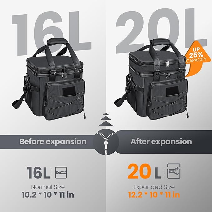 Tactical Lunch Box for Men, 20L Expandable Double Insulated Cooler Bag with Detachable Molle Pouches, Modern Tote for Adults, Waterproof and Leakproof for Work, Camping, Picnic, Hiking