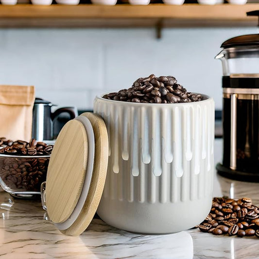 Food Storage Jars Vintage Coffee Canister Jars with Lids, Airtight Ceramic Containers for Cereal, Sugar, Nuts, Candy, Ground Coffee, Tea, Kitchen Decorative Jars - 34 Oz