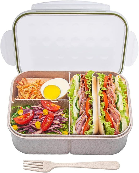 MISS BIG® Bento Box,Bento Box Adult,Lunch Box,Ideal Leak Proof Lunch Containers,No BPAs and No Chemical Dyes Bento Lunch Box,Dishwasher and Microwave Safe Lunch Containers for Adults(1900ml White)