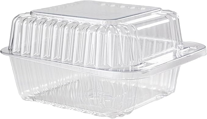 50-Pack Clear Plastic Food Containers Clamshell Take Out Containers Disposable To Go Clam Shell Food Containers 5 x 5 inch for Dessert Containers, Snacks, and Meals