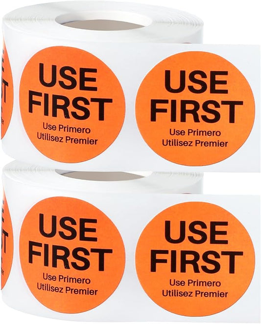 Epakh 1000 Pcs 2 Inch Use First Stickers Food Service Inventory Control Labels for Restaurant Permanent Adhesive Food Labels Circle Dot Paper(Orange)