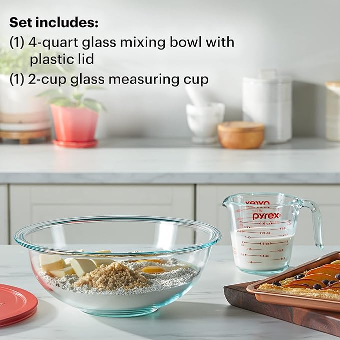 Pyrex 3 Piece Glass Measuring Cup Set, Includes 1-Cup, 2-Cup, and 4-Cup Tempered Glass Liquid Measuring Cups, Dishwasher, Freezer, Microwave, and Preheated Oven Safe, Essential Kitchen Tools
