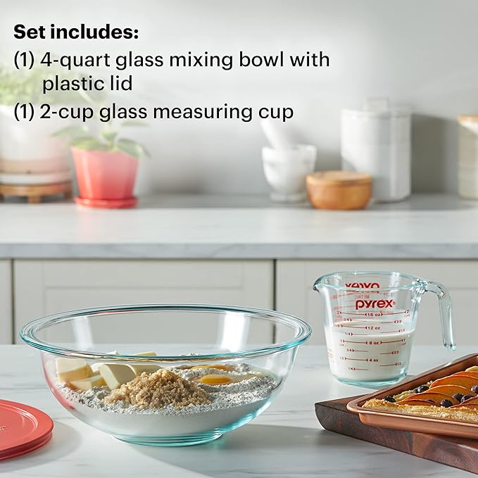 Pyrex 3 Piece Glass Measuring Cup Set, Includes 1-Cup, 2-Cup, and 4-Cup Tempered Glass Liquid Measuring Cups, Dishwasher, Freezer, Microwave, and Preheated Oven Safe, Essential Kitchen Tools