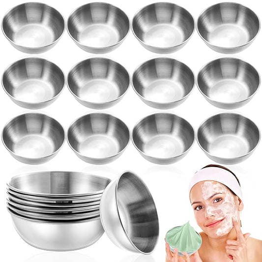 12 Pcs 3. 23 In DIY Face Mask Mixing Bowl Stainless Steel Esthetician Facial Mask Bowl Facial Small Mixing Esthetician Supplies for Lady Women Skincare Home Salon Cosmetic Beauty (Silver)
