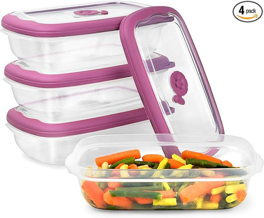 Tribello Freezer To Microwave 8-Piece Leak-Proof Meal Prep Containers Reusable, 33 Oz Food Storage Containers With Lids and Steam Vents, Airtight On The Go Lunch Containers, Dishwasher Safe, BPA-Free