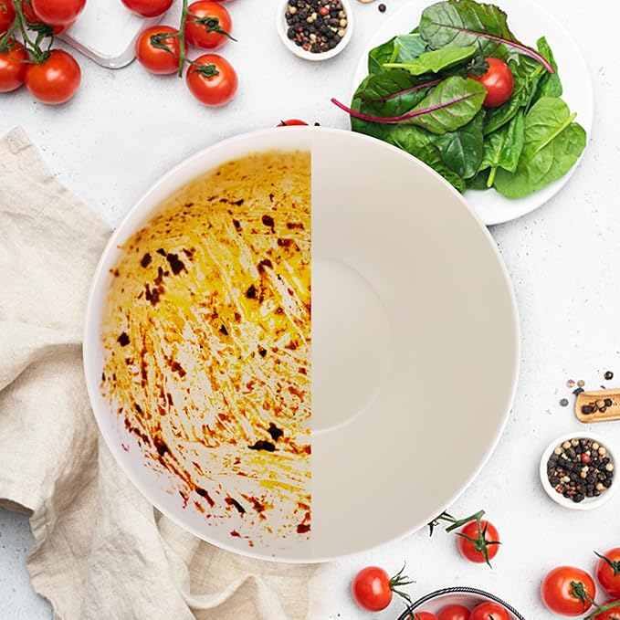 ShineMe Salad Bowl Set with Lid, Large & Deep Serving Bowl Set of 3, Bamboo Fiber Mixing Bowls with Lids for Preparing, Storing and Serving Salad, Ramen, Pasta, Fruit, Snacks (10",8",6")