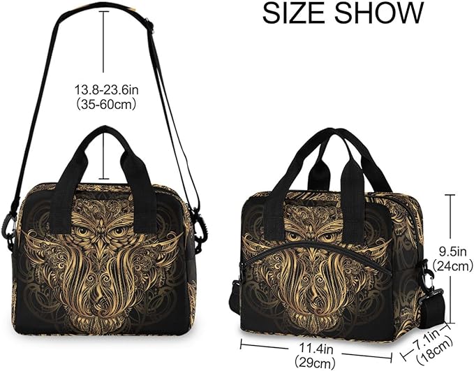 Mascot Owl Insulated Lunch Bag Reusable Lunch Tote Bag Cooler Bag for Women Men Adult Lunch Box with Adjustable Shoulder Strap Leakproof Lunch Bag for Work Picnic Camping