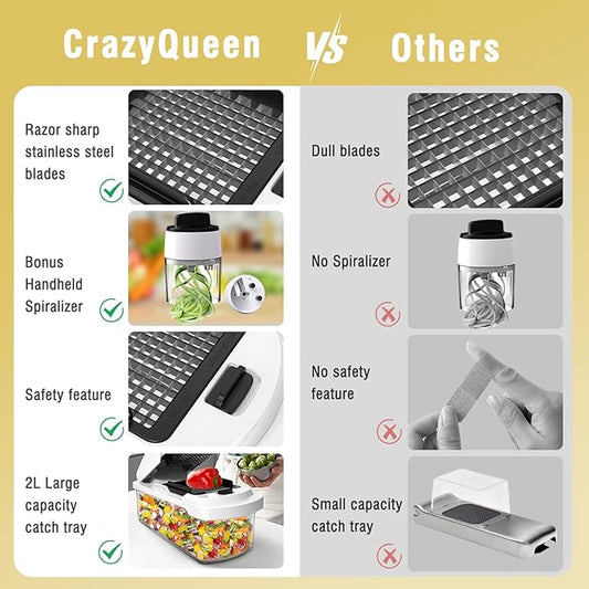 Vegetable Chopper: 10 in 1 Food Chopper - Onion Vegetable Slicer Cutter Dicer, Veggie Cutter with Container, 2 Blades, Kitchen Gadgets for Carrot Salad Garlic Potato Slicer