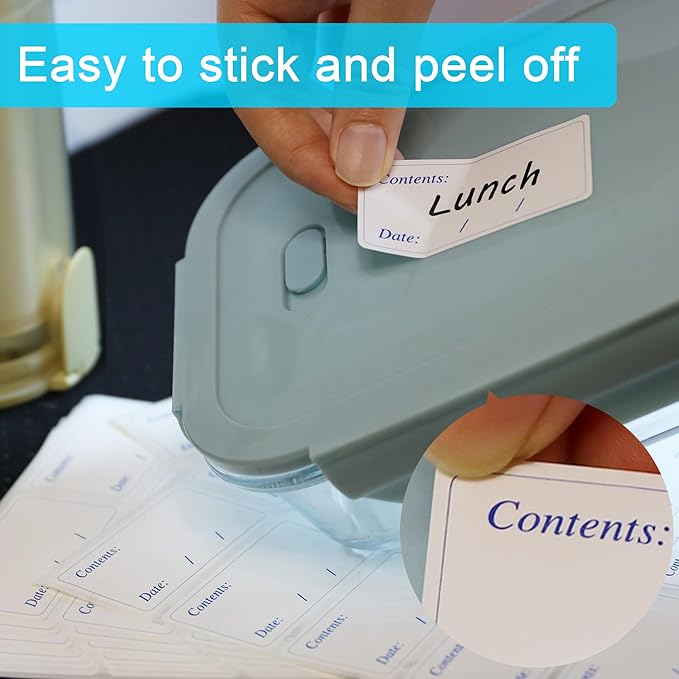 Hybsk Removable Freezer Labels Easy Peel Off - Frozen Food Storage Labels That Leave No Sticky Residue After Use (Type 5)