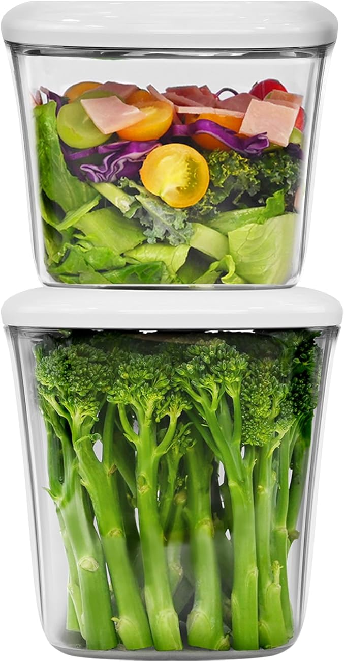 Supplementary Vacuum Seal Containers 1.5L + 2L, BPA Free Tritan, Only Works with the Matching VP04 Handheld Vacuum Sealer (Vacuum Sealer Not Included)