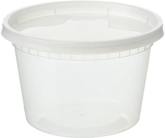 EDI [16 OZ, 50 Sets] Plastic Deli Food Storage Containers with Airtight Lids | Microwave-, Freezer-, Dishwasher-Safe | BPA Free | Heavy-Duty | Meal Prep | Leakproof | Recyclable