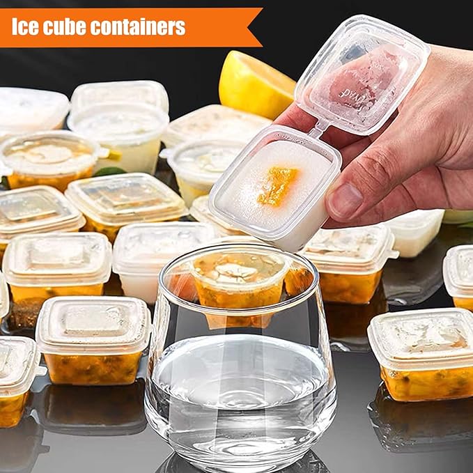 50 Sets 2 1/2 oz Square Shaped Jello Shot Cups with Lids, Small Condiment Containers, Disposable Portion Cups, Plastic Souffle Cup, Mini Sample Tasting Cups, Dipping Sauce Cup To Go Bowls, Clear