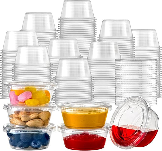 Fit Meal Prep 1250 Pack 3.25 oz Jello Shot Cups with Lids, Disposable Souffle Portion Cups for Sauce