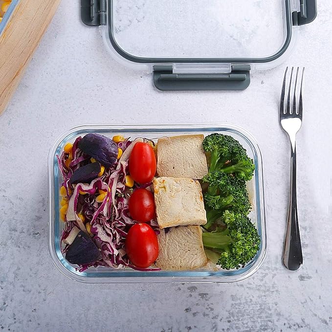 [8-Pack,30 oz]Glass Meal Prep Containers,MCIRCO Glass Food Storage Containers,Airtight Glass lunch Containers with Lids - BPA-Free Microwave, Oven, Freezer and Dishwasher, White