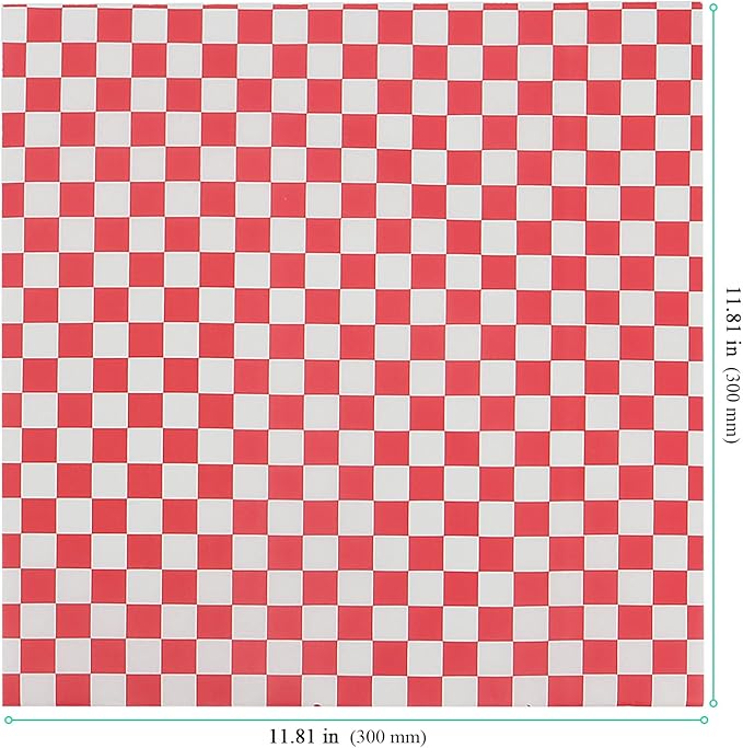 500 Sheets Checkered Deli Paper Sheets, 12 x 12 Inch Red and White Waxed Deli Paper, Food Basket Liners Bulk, Wrapping Paper for Bread Fair Party Picnic