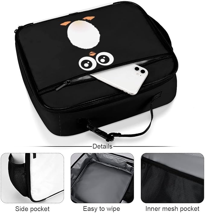 Penguin Reusable Lunch Box Insulated Lunch Bag Cooler Bag Lunchbox Meal Food Container Tote Bag for Women Kids Girls Boy School Camping Hiking Picnic Beach Travel