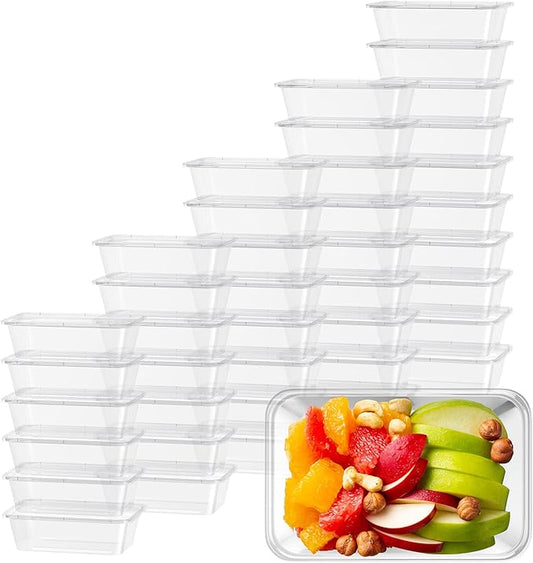 Bokon 25 oz Plastic Meal Prep Container with Lids Disposable Clear Lunch Containers Stackable Food Storage Container Box Spill proof for salad snack Microwave Dishwasher Freezer Safe(100 Pcs)