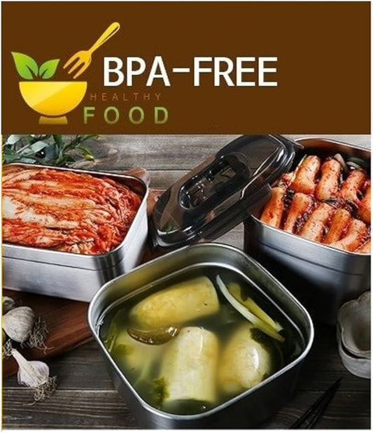 STENCOC Stainless Steel BPA Free Square Leakproof Airtight Kimchi/Pickle/Food Storage Container Saver (5.8L / 196oz / 9.1") One Handle