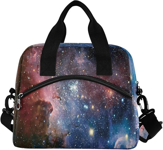 Galaxy Insulated Lunch Bag Reusable Lunch Tote Bag Cooler Bag for Women Men Adult Lunch Box with Adjustable Shoulder Strap Leakproof Lunch Bag for Work School Picnic Camping