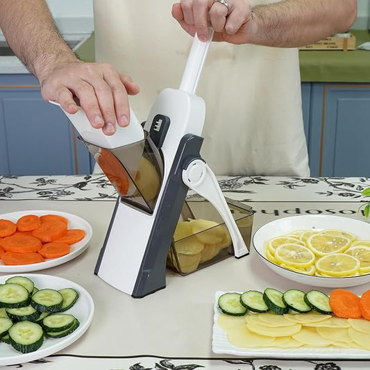 New 01 Safe Mandoline Slicer, Adjustable Thickness 0.1-8 mm, Food Chopper French Fry Cutte (3 in 1)