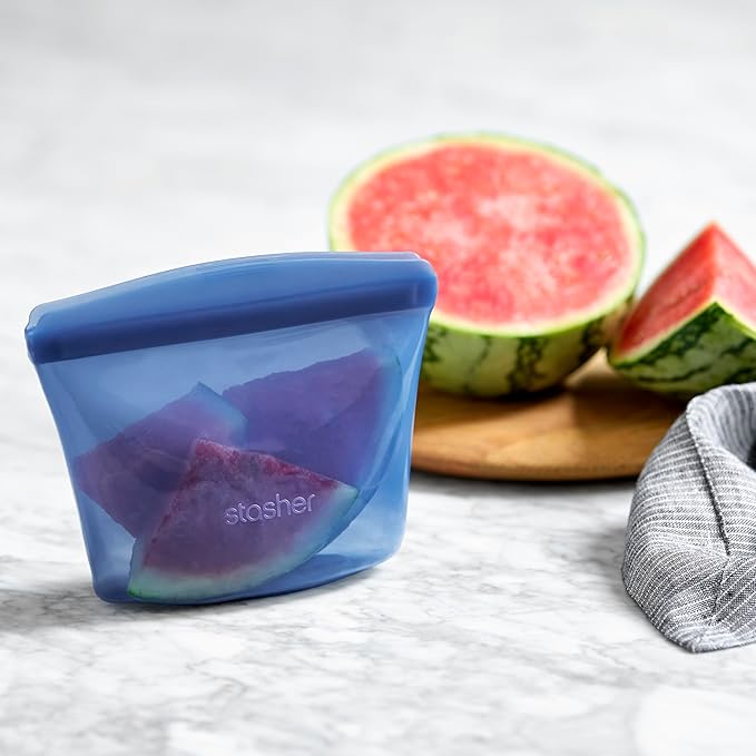 Stasher Premium Silicone Reusable Food Storage Bowl, Deep Ocean, Microwave, Sous Vide, Dishwasher, Oven and Freezer Safe, BPA Free, Leak-free, Eco-friendly, 1-Cup Bowl