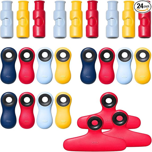 OXO Good Grips 24-Piece Assorted Bright Bag Clip Set
