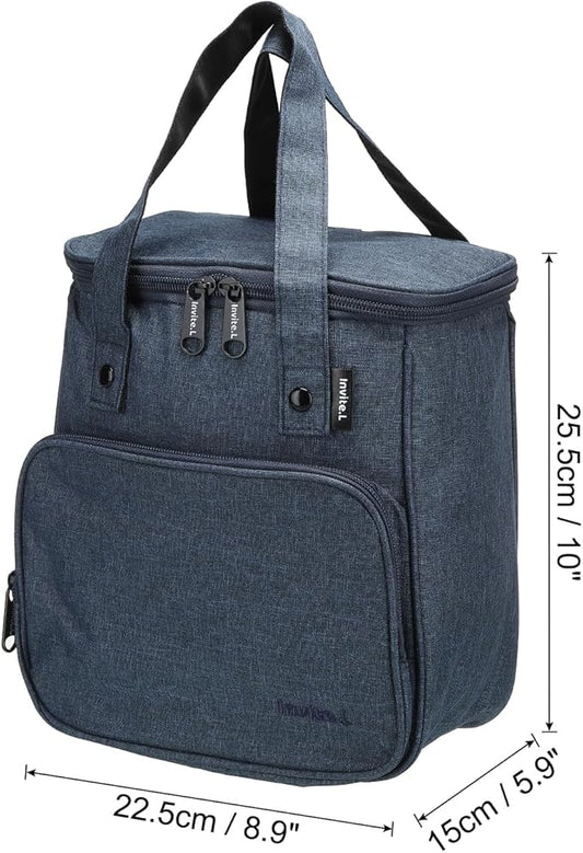 PATIKIL Insulated Lunch Bags, Bento Bags Thermal Lunch Tote Portable Food Containers Bag with Pockets for Office Camping Picnic, Blue