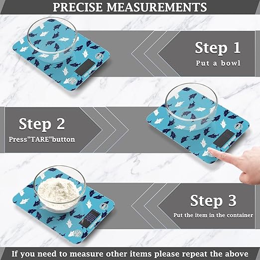 Food Scale Kitchen Scale for Baking Cooking Digital Food Weighing Measuring Scale Small Waterproof Electric Food Scale Shark Blue