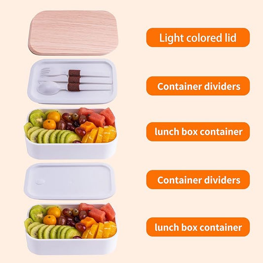 Bento Box Adult Lunch Box with lunch bag, Japanese Lunch Box Containers for Adult, Bento lunch Box with Leakproof 54OZ White without bag