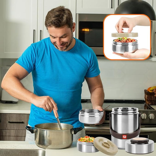 Thermo for Hot Food & Soup 67 Oz, 3-Layer Sealed Stackable Insulated Food Container with Lunch Bag, Ideal for Daily Office Meals, School Lunches and Outdoor Dining