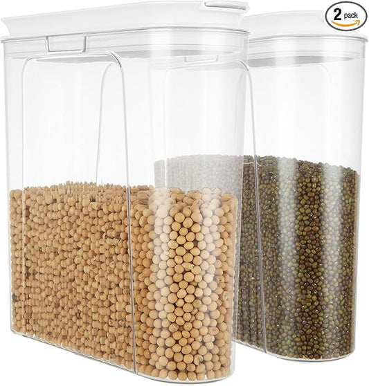 2 Pack Cereal Containers Storage, 4L/135.2oz Airtight Food Storage Container, Kitchen Storage Containers for Kitchen & Pantry Flour, Rice, Pasta, Pet Food