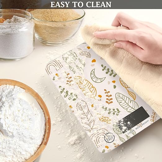 Food Scale Kitchen Scale for Baking Cooking Digital Food Weighing Measuring Scale Small Waterproof Electric Food Scale Boho Leaves Dreamcatcher
