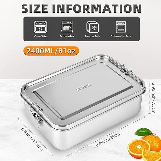 4 PCS Stainless Steel Bento Box 2400ml, Metal Bento Box, Metal Lunch Box, Food Containers, Stainless Steel Lunch Container for Home, Work, Camping