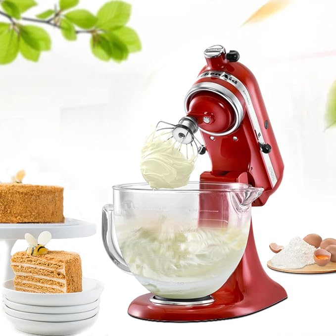 Tilt-Head Stand Mixer Glass Bowl, 5 QT,Compatible with Kitchenaid Artisan 5KSM125, 5KSM150, 5KSM175, 5KSM7580, KSM150, RRK150,K45, K45SS, KSM75, KSM90, KSM95,Classic without Lid