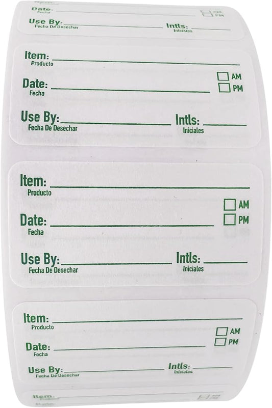 2x1 Dissolvable Food Labels, 500 Label Stickers, Bottle Labels for Storage Bins, Sticker Labels for Food containers, (500, Green)