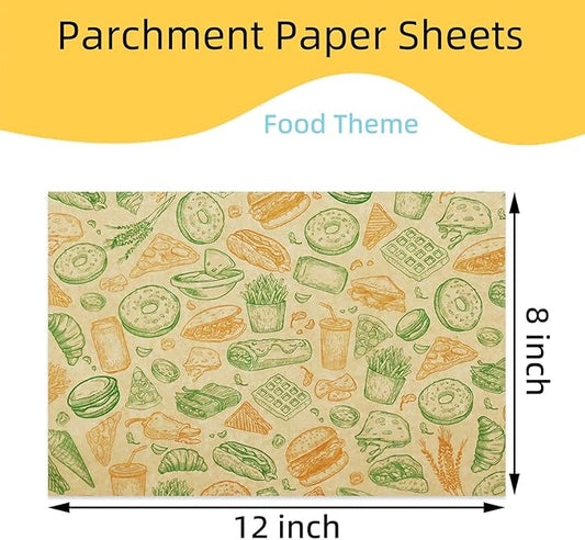 Premium Deli Paper Sheets 8"x12" - 300Pcs Greaseproof Liners for Food Boats, Pre Cut Deli Sandwich Wrappers, Best Kraft Food Wrapping Paper Sheets for Picnic, Festival, Fair or BBQ.