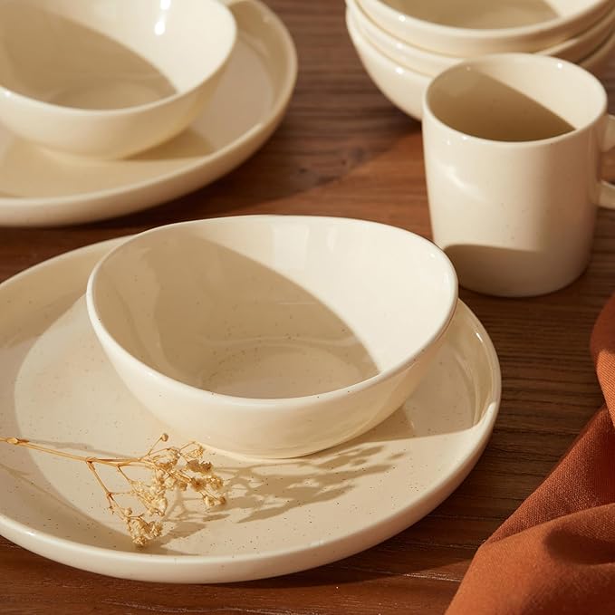Sweese 5 Inch Porcelain Small 10 oz Bowls Set of 6, for Dessert | Ice cream | Soup | Rice | Fruits | Small Portions - Microwave, Dishwasher, and Oven Safe - Beige
