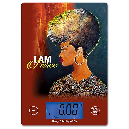 Digital Kitchen Scale for African American Women, in Grams, Ounces, Milliliters & Pounds, LCD Display, for Meal Prep, Cooking and Baking