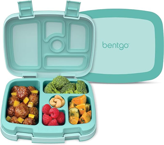 Bentgo Kids Bento-Style 5-Compartment Leak-Proof Lunch Box - Ideal Portion Sizes for Ages 3 to 7 - Durable, Drop-Proof, Dishwasher Safe, BPA-Free, & Made with Food-Safe Materials (Seafoam)